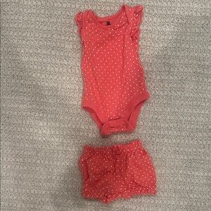 Pink Polka Dot Baby Onesie and Shorts Set 3-6 months